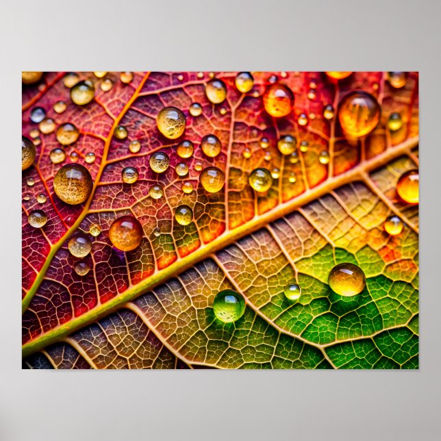 A close-up of a vibrant, textured leaf poster (Front)