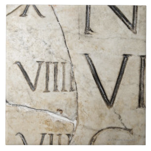 A close-up of ancient Roman letters on marble. Tile