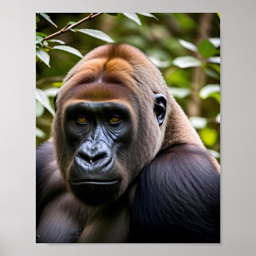A Close_up Portrait of a Gorilla  Poster