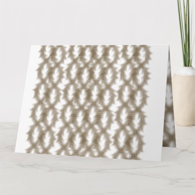 A close-up view of a crisscrossing wire mesh grid  card (Front)