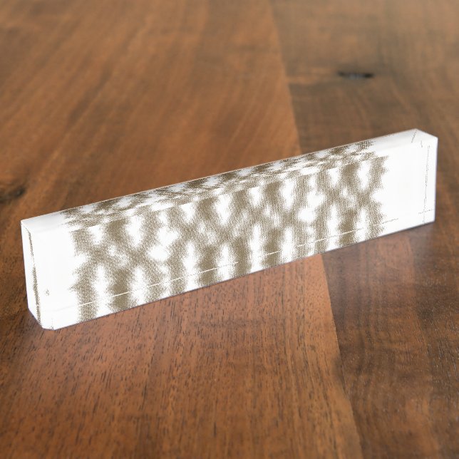 A close-up view of a crisscrossing wire mesh grid  desk name plate (Side)