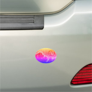 A close up view of fantasy worlds and their moons car magnet