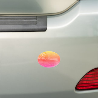 A close up view of fantasy worlds and their moons car magnet