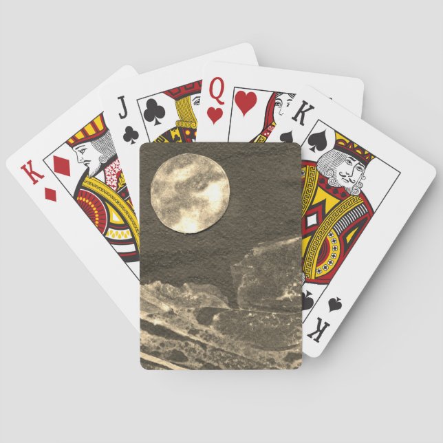A close up view of fantasy worlds and their moons  poker cards (Back)