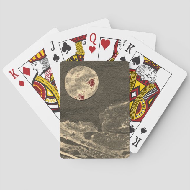 A close up view of fantasy worlds and their moons  poker cards (Back)