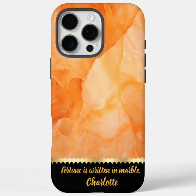 A close-up view of vibrant orange marble patterns Case-Mate iPhone case (Back)