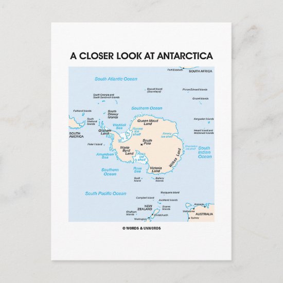 A Closer Look At Antarctica (Map Of Antarctica) Postcard