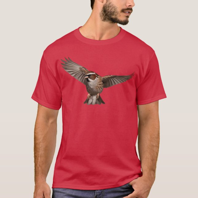 A closeup photo of a cute sparrow bird gift friend T-Shirt (Front)