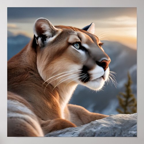 A Closeup Portrait of a Cougar Poster