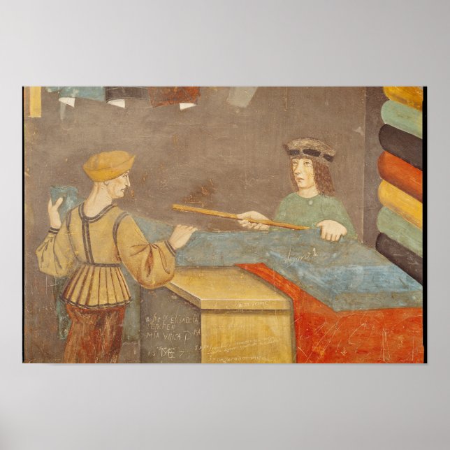 A Cloth Merchant Measuring Cloth Poster (Front)