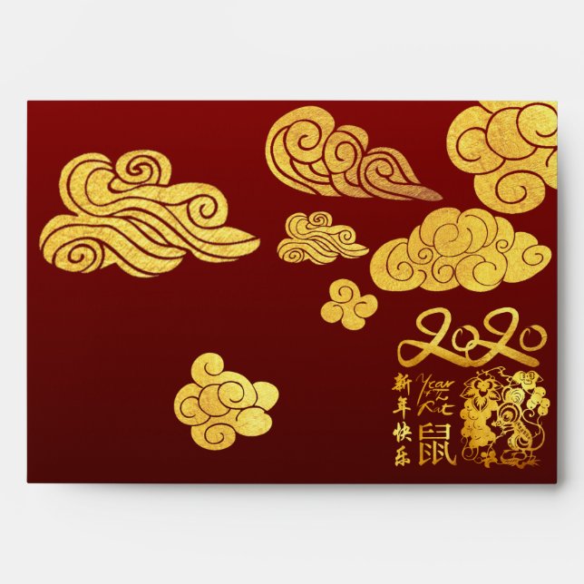 A Clouds Rat paper-cut Chinese New Year 2020 RRE Envelope (Front)