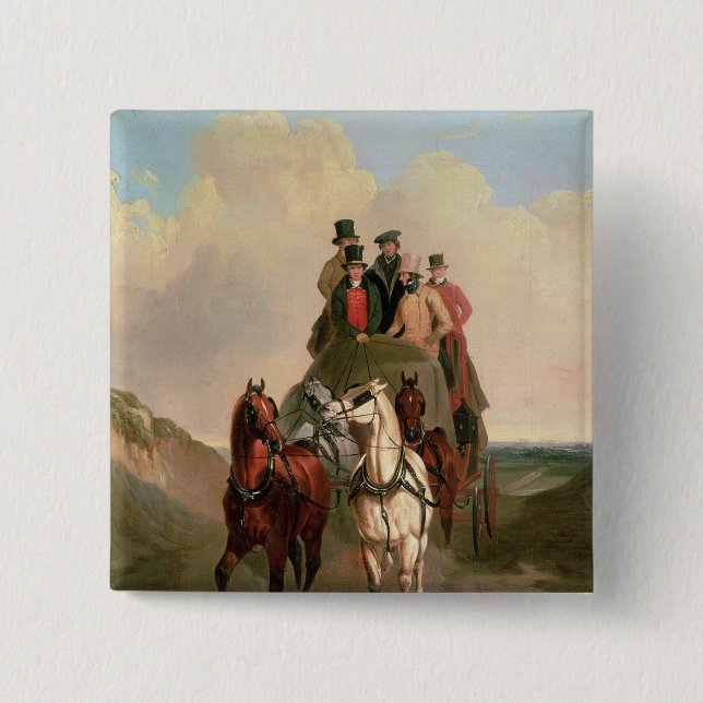 A Coach and Four on an Open Road Pinback Button (Front)