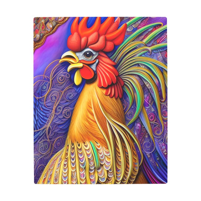A Cock-a-Doodle-Doo Day Metal Print (Front)