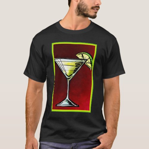 A Cocktail Drink in a Martini Glass with Lime T_Shirt