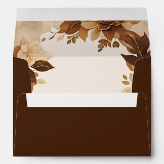 A Coffee & Cream Autumn Floral Theme Wedding Envelope