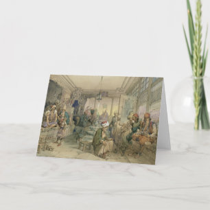 A Coffee House, Constantinople, 1854 (pen & ink & Holiday Card