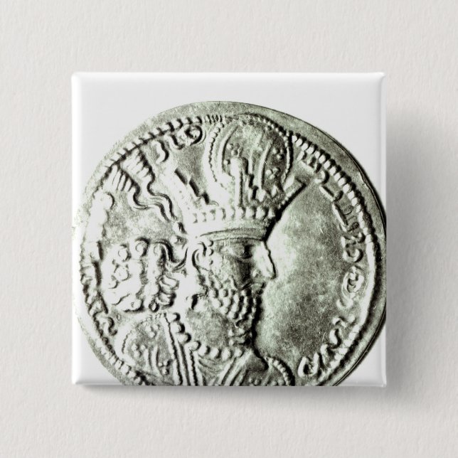 A coin depicting profile of Shapur II, Button (Front)