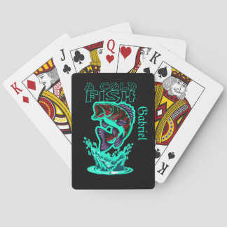 a cold fish with cool art customize personalized poker cards