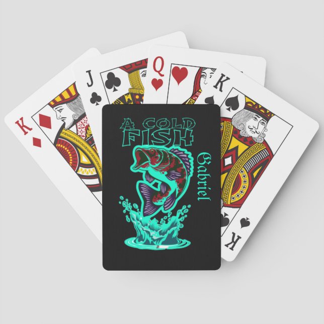 a cold fish with cool art customize personalized poker cards (Back)