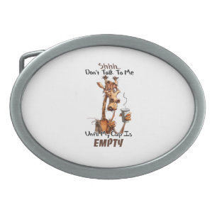 A Cold Giraffe With A Cup Of Coffee Belt Buckle