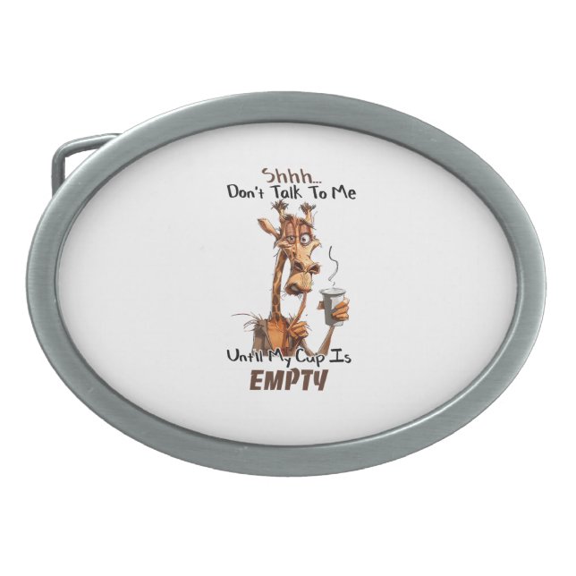A Cold Giraffe With A Cup Of Coffee  Belt Buckle (Front)
