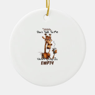 A Cold Giraffe With A Cup Of Coffee Ceramic Ornament