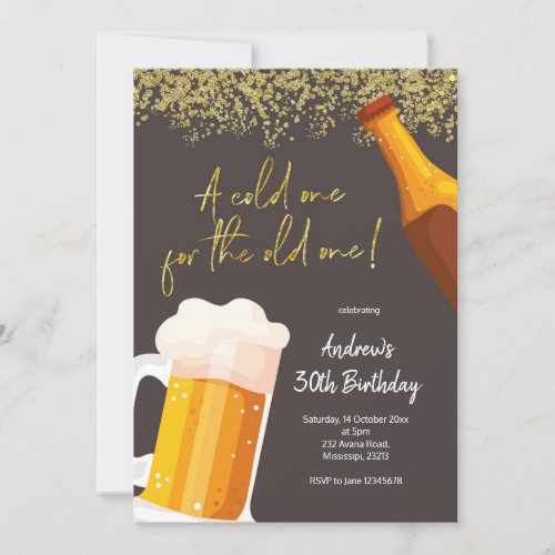 A Cold One for The Old One Beer Birthday Invitation