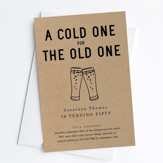 A Cold One for the Old One Beer Birthday Party Invitation (Creator Uploaded)