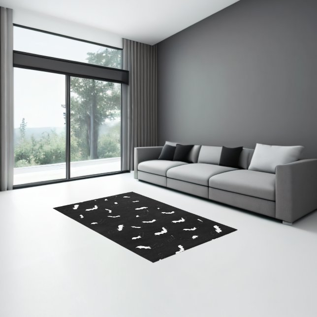 A Collage Of Black And White Gothic Bats Rug (Insitu (Indoor 3))