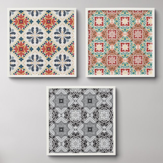 A Collection of Arabesque Geometric Patterns  Peel And Stick Photo Tile (Front Set)