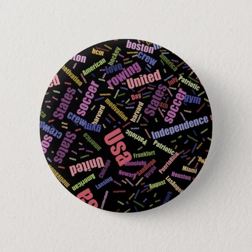 A collection of colored words that describe Americ Button
