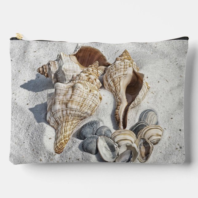 A Collection of Seashells on Sand Accessory Pouch (Front)