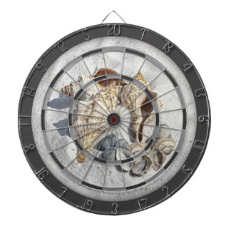 A Collection of Seashells on Sand Dart Board