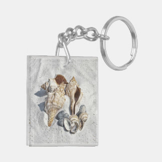 A Collection of Seashells on Sand Keychain