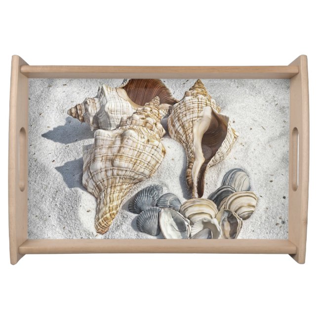 A Collection of Seashells on Sand Serving Tray (Front)