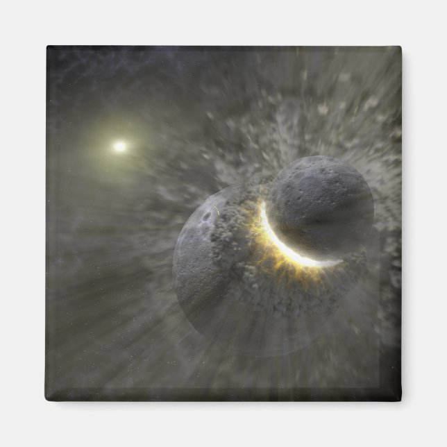 A collision between massive objects in space magnet (Front)