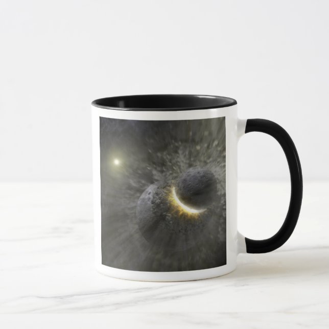 A collision between massive objects in space mug (Right)