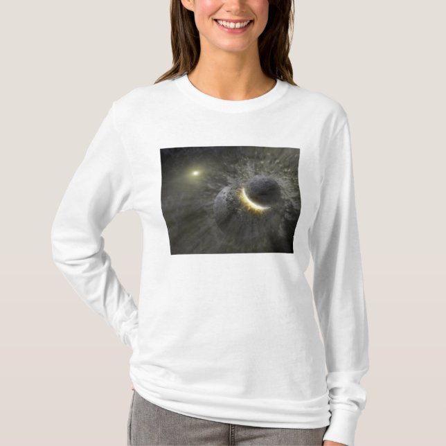 A collision between massive objects in space T-Shirt (Front)