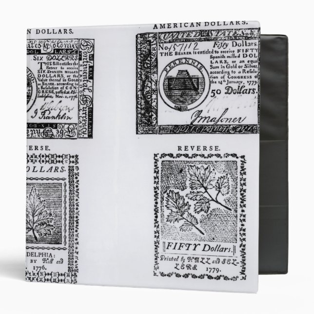 A colonial six dollar bill 3 ring binder (Front/Inside)