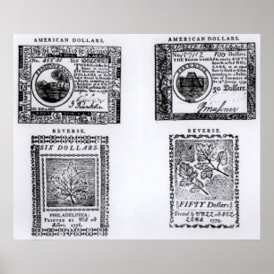 A colonial six dollar bill poster