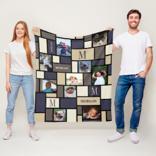 A Color Block Coastal Calm Modern Chic 10 Photo Fleece Blanket