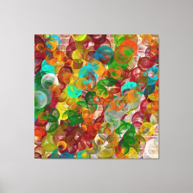 A Colorful Abstract Brick and Bubbles Modern Canvas Print (Front)