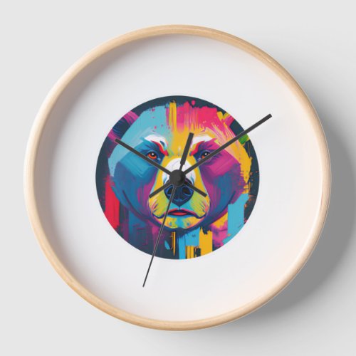 A colorful bear appears in front clock