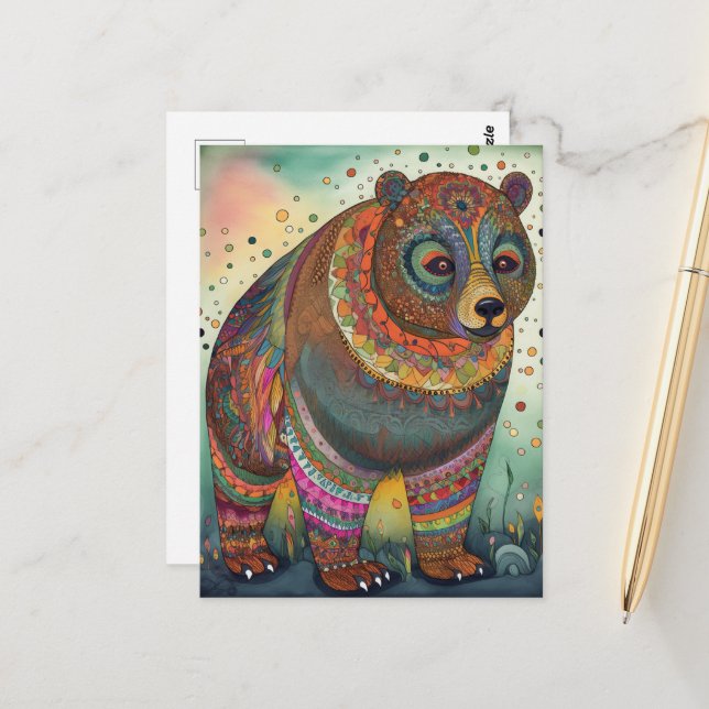 A Colorful Bear Postcard (Front/Back In Situ)