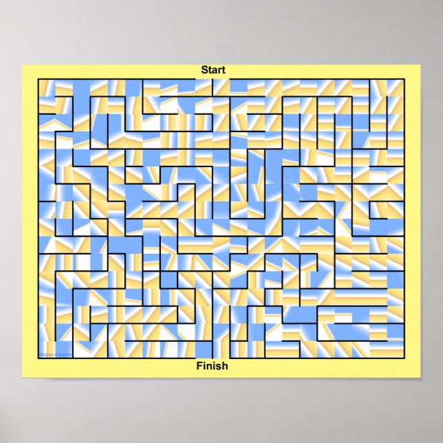 A colorful blue and yellow maze. poster (Front)