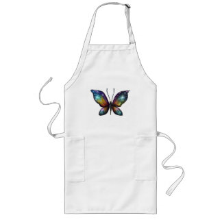 A colorful butterfly with galaxy-like wings is dep long apron