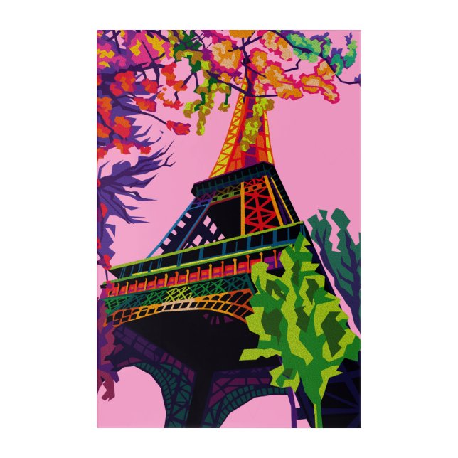 A Colorful Celebration of the Eiffel Tower Acrylic Print (Front)