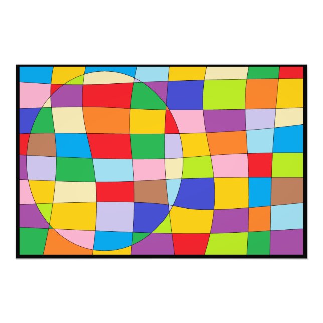A Colorful Circle on Colorful Rectangle Photo Print (Front)