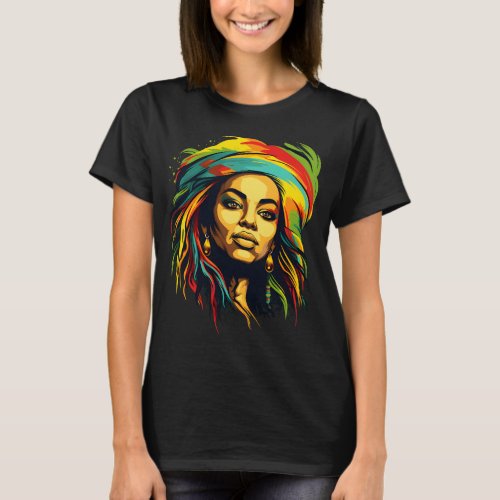 A Colorful Design Of A Majestic African Woman  T_Shirt