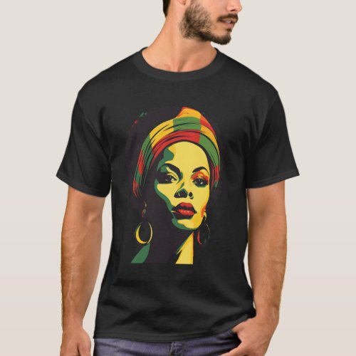 A Colorful Design Of A Majestic African Woman  T_Shirt